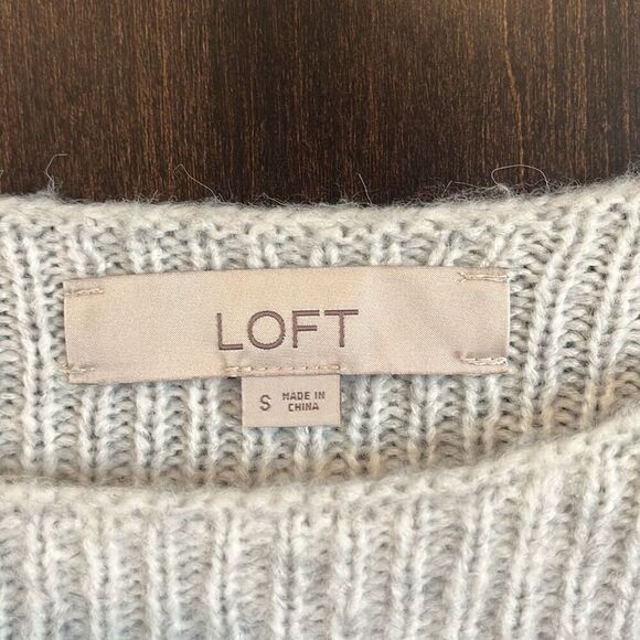 LOFT Gray Striped Wool Blend Sweater Small - Picture 3 of 5